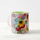 Buntes Vintages Blumen Zweifarbige Tasse (Vorderseite Links)