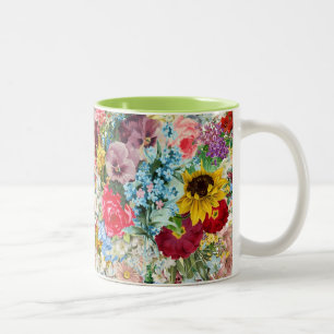 Buntes Vintages Blumen Zweifarbige Tasse