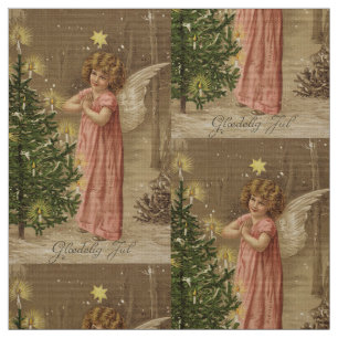 Buntes Vintages rosa Weihnachtsengelsgewebe Stoff