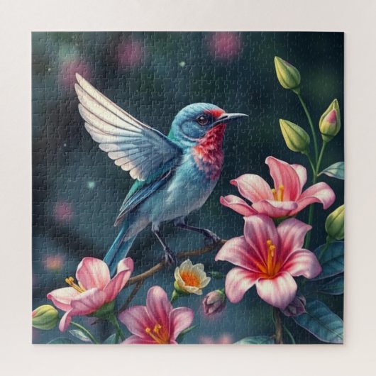 Buntes Vogel-Blumen-Puzzle Puzzle (Vertikal)