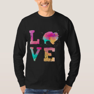 Buntes Wasserfarbe-Mal-Pomeranian-Hund-Liebe R T-Shirt