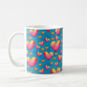 Buntes Wasserfarben-Herzen-Kaffeetasse Kaffeetasse