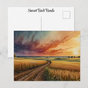 Buntes Wasserfarbenkunst-Sonnenuntergang Hinterlan Postkarte