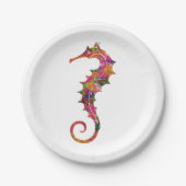 Buntes Watercolor-Seepferd Pappteller (Vorderseite)