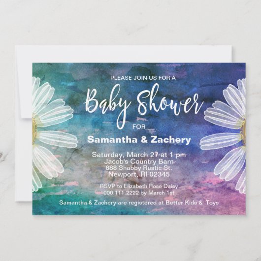 *~* buntes Weckglas-BlumenBabyparty rustikal Einladung (Rückseite)