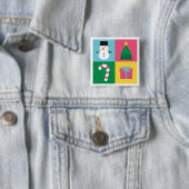 Buntes Weihnachten mit Schneemann, Baum, Süßigkeit Button (Beispiel)