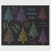Buntes Weihnachtsbaum-Muster mit Namen Geschenkpapier (Flach)