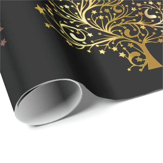 Buntes Weihnachtsbaum-Muster mit Namen Geschenkpapier (Rolleneckpunkt)