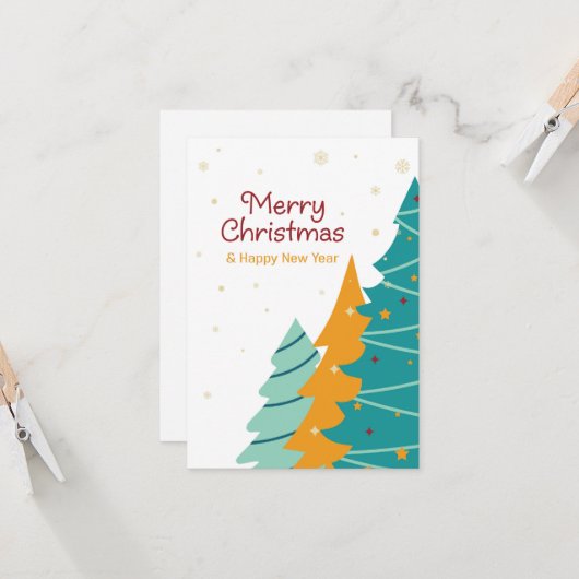Buntes Weihnachtsbaum-Set. Karte (Vorderseite/Rückseite Beispiel)