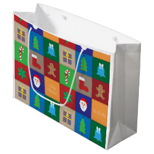 Buntes Weihnachtsmuster-große Geschenk-Tasche Große Geschenktüte