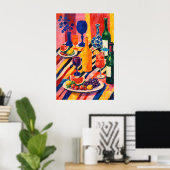 Buntes Wein-Frucht-Stillleben-Poster, Maximalist Poster (Heimbüro)