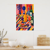 Buntes Wein-Frucht-Stillleben-Poster, Maximalist Poster (Küche)