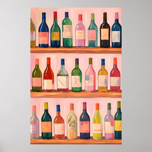Buntes Wein-Kollektion-Poster, Moderner Barwagen Poster (Vorne)
