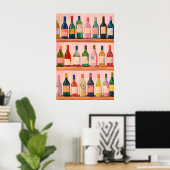 Buntes Wein-Kollektion-Poster, Moderner Barwagen Poster (Heimbüro)