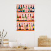 Buntes Wein-Kollektion-Poster, Moderner Barwagen Poster (Küche)