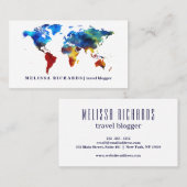 Buntes Weltkarte-Reise-Blog Visitenkarte (Vorne/Hinten)