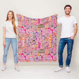 Buntes Weltmuster Fleecedecke