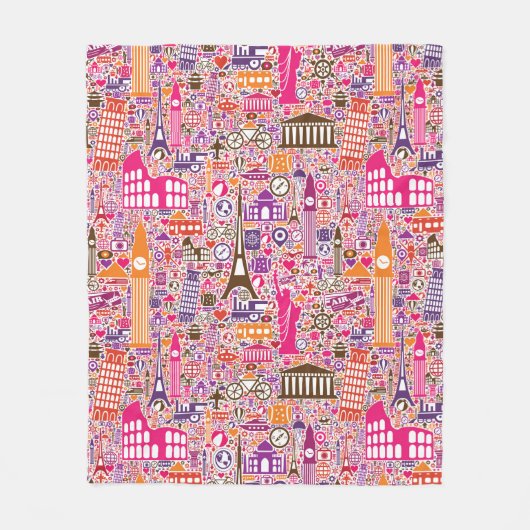 Buntes Weltmuster Fleecedecke (Vorderseite)