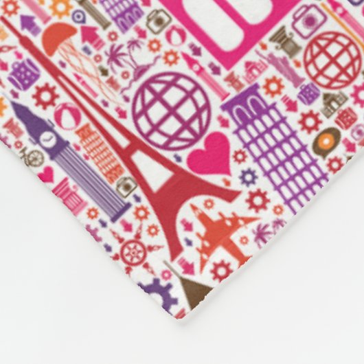 Buntes Weltmuster Fleecedecke (Ecke)