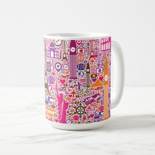 Buntes Weltmuster Kaffeetasse (VorderseiteRechts)