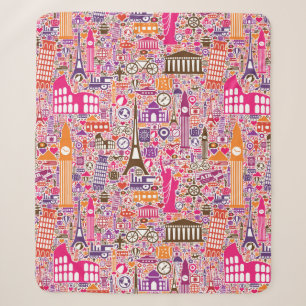 Buntes Weltmuster Sherpadecke