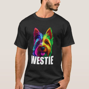 Buntes Westie West Highland Terrier Hund Gesicht L T-Shirt