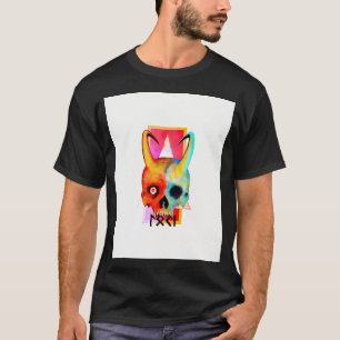 Buntes Wikinger-Schädel mit Loki-Runen T-Shirt