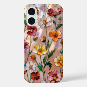 Buntes Wildblumen-Buntglas-Handyhülle iPhone 16 Hülle