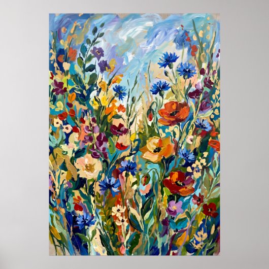 Buntes Wildblumenwiesen-Poster Poster (Vorne)