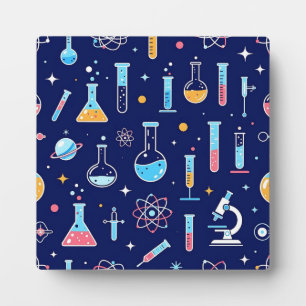 Buntes Wissenschaftslabor-Muster Moderne Chemie Fotoplatte