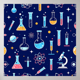 Buntes Wissenschaftslabor-Muster Moderne Chemie Poster