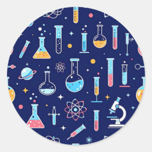 Buntes Wissenschaftslabor Muster Moderne Chemie Runder Aufkleber