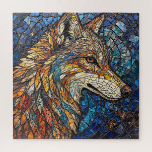 Buntes Wolfglas-Geschenk für Tierliebhaber Puzzle