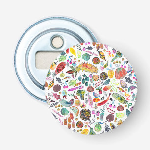 Buntes wunderliches Aquarell trägt Veggies Früch Flaschenöffner