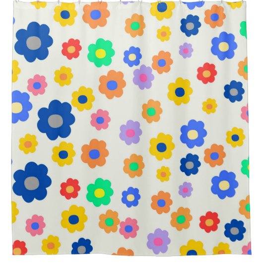 Buntes Y2K Small Flower Indie Muster Duschvorhang (Vorderseite)