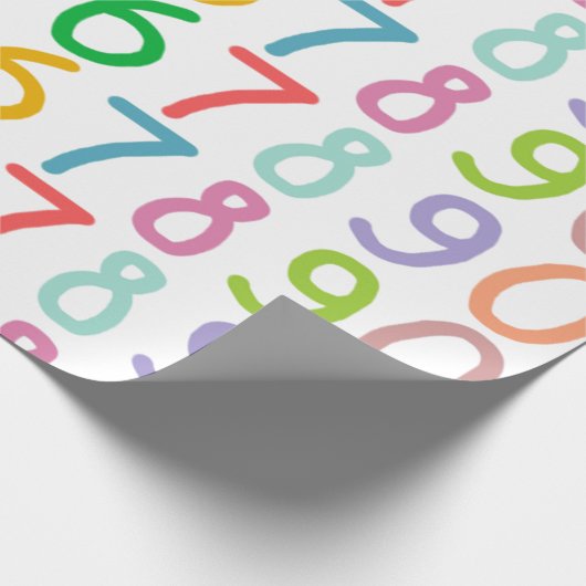 Buntes Zahl-Muster Geschenkpapier (Ecke)