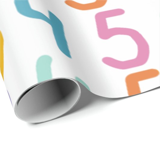 Buntes Zahl-Muster Geschenkpapier (Rolleneckpunkt)
