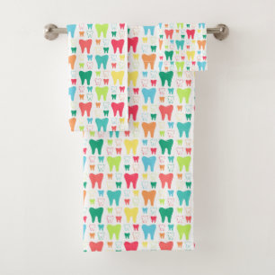 Buntes Zahn-Muster Badhandtuch Set