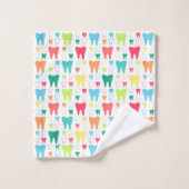 Buntes Zahn-Muster Badhandtuch Set (Waschlappen)