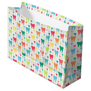 Buntes Zahn-Muster Große Geschenktüte