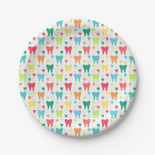 Buntes Zahn-Muster Pappteller