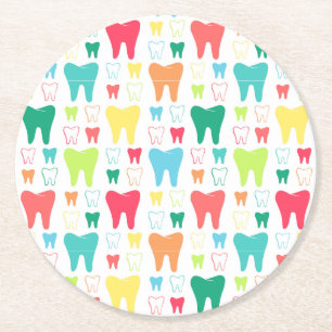 Buntes Zahn-Muster Runder Pappuntersetzer