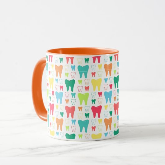 Buntes Zahn-Muster Tasse (Vorderseite Links)