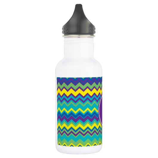 Buntes Zickzack Muster mit Monogramm Trinkflasche (Links)