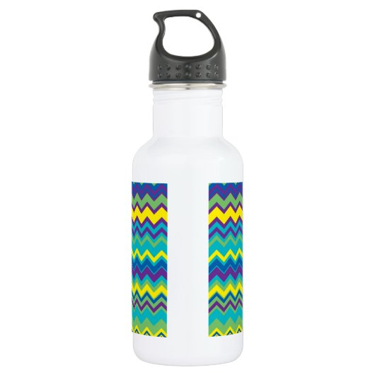 Buntes Zickzack Muster mit Monogramm Trinkflasche (Rückseite)