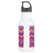 Buntes Zickzack Muster und Monogramm Trinkflasche (Rückseite)