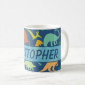 Buntes zu personifizieren Dinosaurier-Muster Kaffeetasse (VorderseiteRechts)