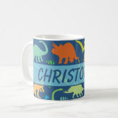 Buntes zu personifizieren Dinosaurier-Muster Kaffeetasse (Vorderseite Links)