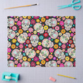 Buntes Zuckerschädel-Blumen-Fiesta-Schwarzes Seidenpapier (Basteln)