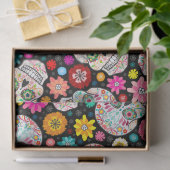 Buntes Zuckerschädel-Blumen-Fiesta-Schwarzes Seidenpapier (Geschenk)